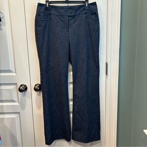 Rafaella Women’s Dark Blue Chambray Two Button Dress Pants Wide Leg Size 10